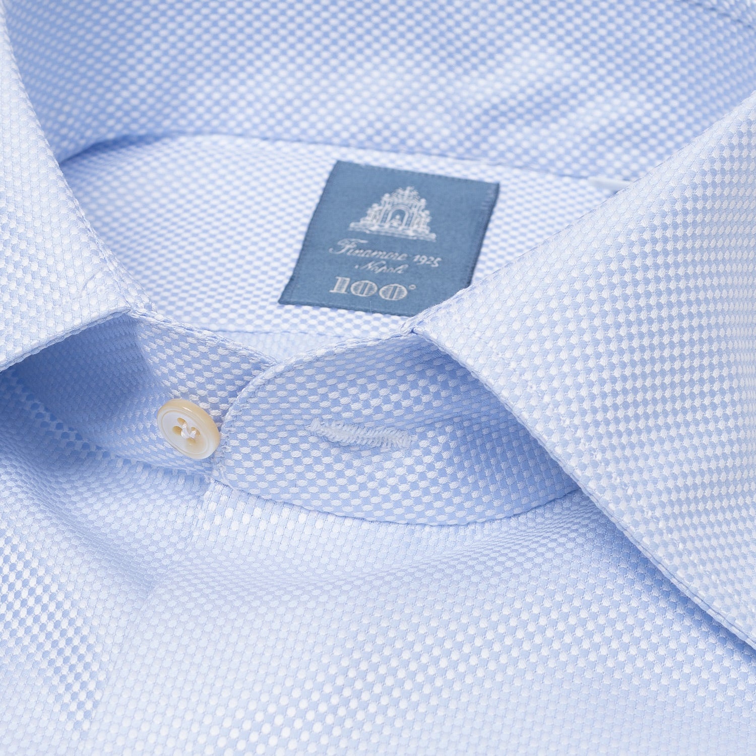 Shirt "Light blue "Grosso Nobile" with Neapolitan Turn-Up Cuff - Collo Napoli